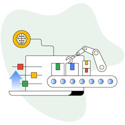 Illustration of a machine using artificial intelligence.